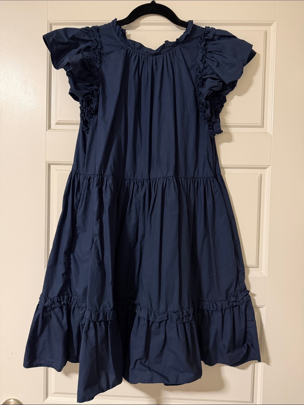 House of Harlow 1960 Navy Ruffle Sleeve Tiered Mini Dress